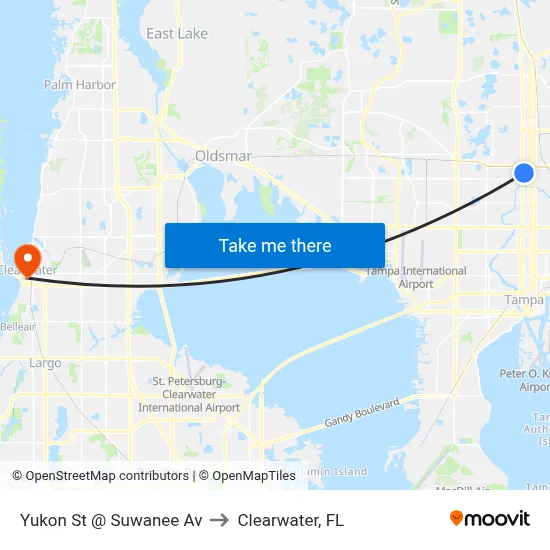 Yukon St @ Suwanee Av to Clearwater, FL map