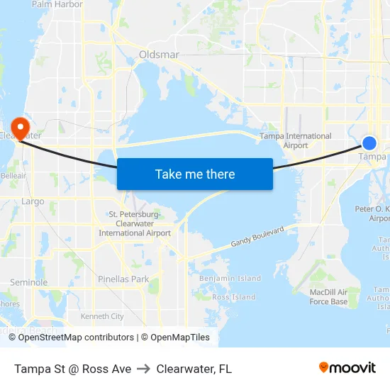 Tampa St @ Ross Ave to Clearwater, FL map