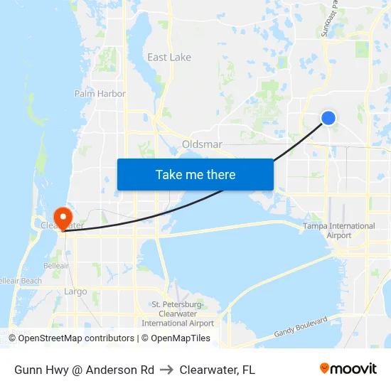 Gunn Hwy @ Anderson Rd to Clearwater, FL map