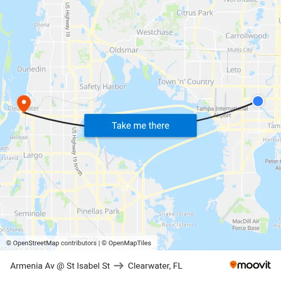 Armenia Av @ St Isabel St to Clearwater, FL map