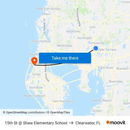 15th St @ Shaw Elementary School to Clearwater, FL map
