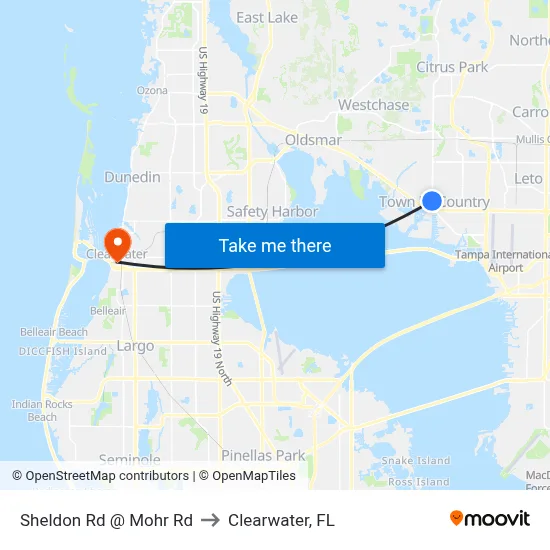 Sheldon Rd @ Mohr Rd to Clearwater, FL map
