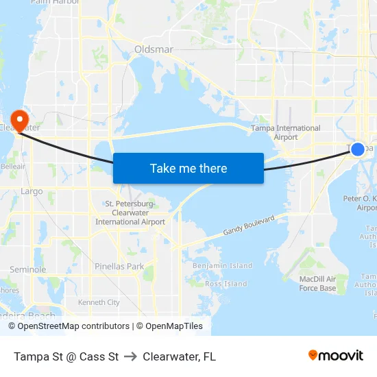 Tampa St @ Cass St to Clearwater, FL map