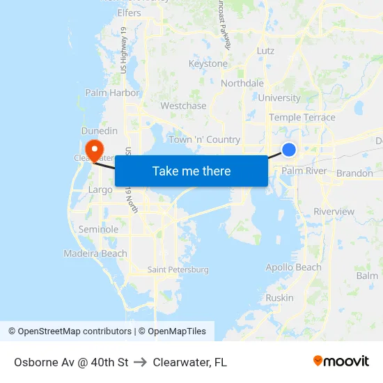 Osborne Av @ 40th St to Clearwater, FL map