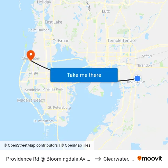 Providence Rd @ Bloomingdale Av N/S to Clearwater, FL map