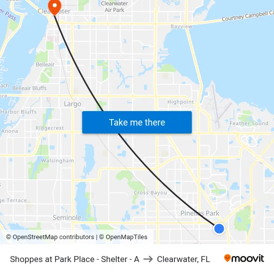Shoppes at Park Place - Shelter - A to Clearwater, FL map