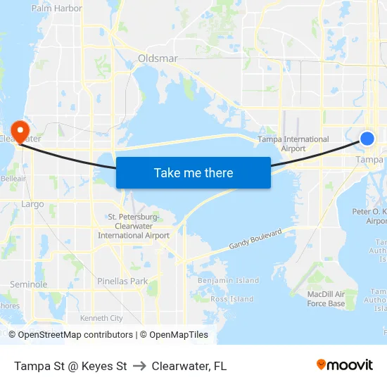 Tampa St @ Keyes St to Clearwater, FL map