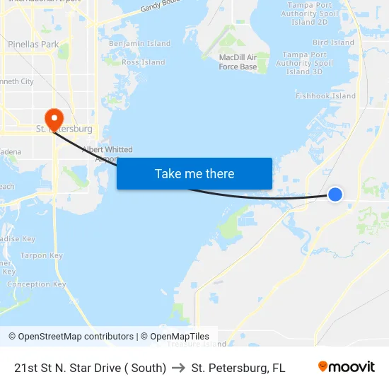 21st St N. Star Drive ( South) to St. Petersburg, FL map