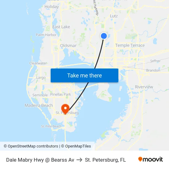 Dale Mabry Hwy @ Bearss Av to St. Petersburg, FL map