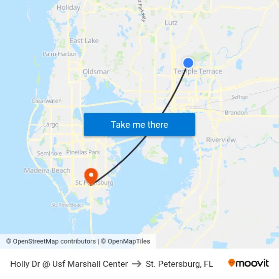 Holly Dr @ Usf Marshall Center to St. Petersburg, FL map