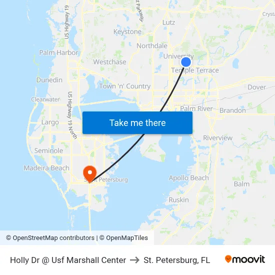Holly Dr @ Usf Marshall Center to St. Petersburg, FL map