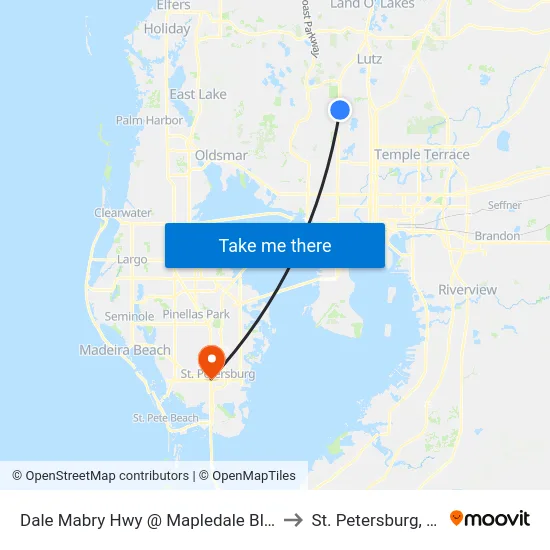 Dale Mabry Hwy @ Mapledale Blvd to St. Petersburg, FL map