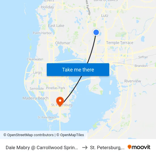 Dale Mabry @ Carrollwood Springs Bl to St. Petersburg, FL map