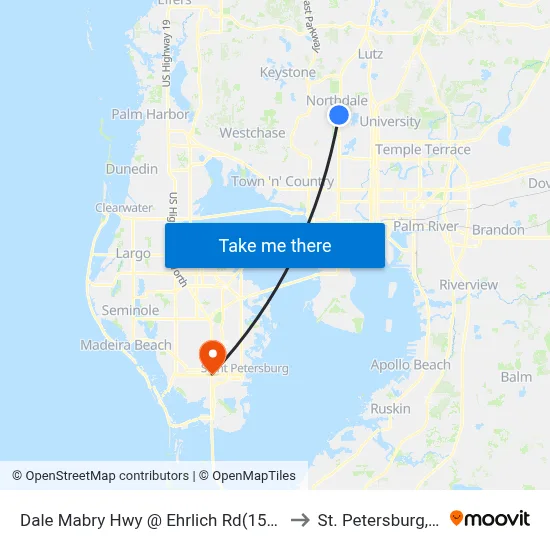 Dale Mabry Hwy @  Ehrlich Rd(15042) to St. Petersburg, FL map