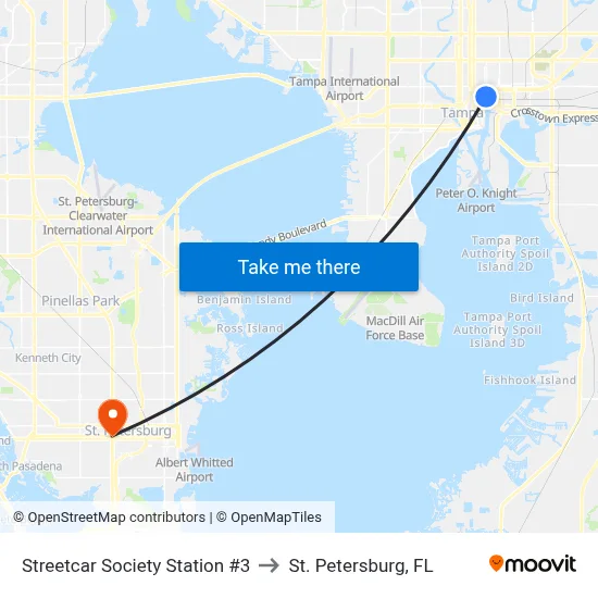 Streetcar Society Station #3 to St. Petersburg, FL map