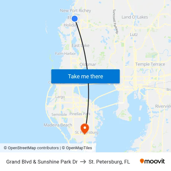 Grand Blvd & Sunshine Park Dr to St. Petersburg, FL map