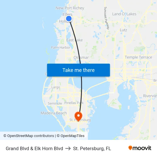 Grand Blvd & Elk Horn Blvd to St. Petersburg, FL map