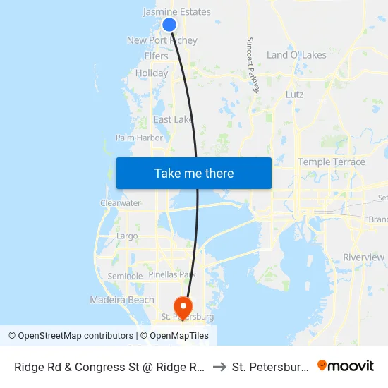 Ridge Rd & Congress St @ Ridge Rd Center to St. Petersburg, FL map