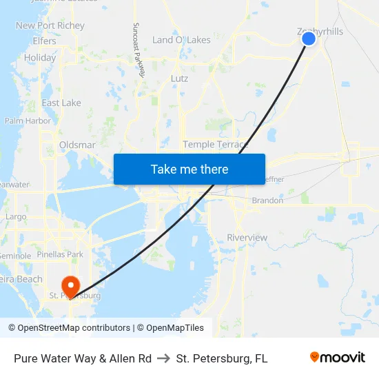 Pure Water Way & Allen Rd to St. Petersburg, FL map