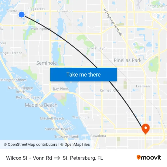 Wilcox St + Vonn Rd to St. Petersburg, FL map