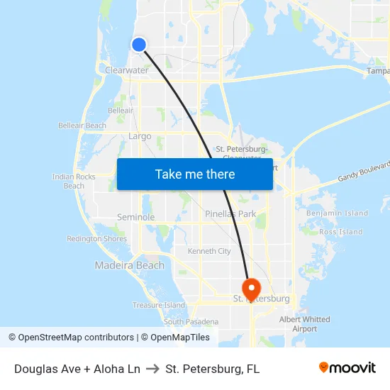 Douglas Ave + Aloha Ln to St. Petersburg, FL map