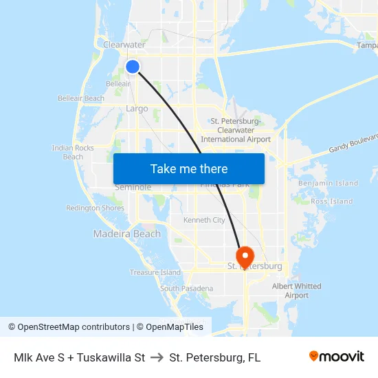 Mlk Ave S + Tuskawilla St to St. Petersburg, FL map