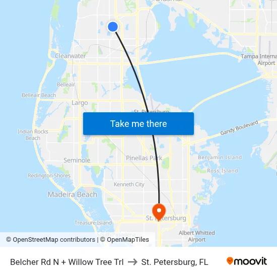 Belcher Rd N + Willow Tree Trl to St. Petersburg, FL map