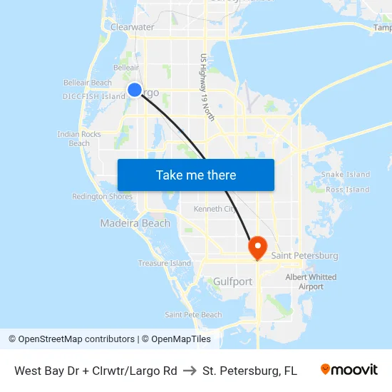 West Bay Dr + Clrwtr/Largo Rd to St. Petersburg, FL map