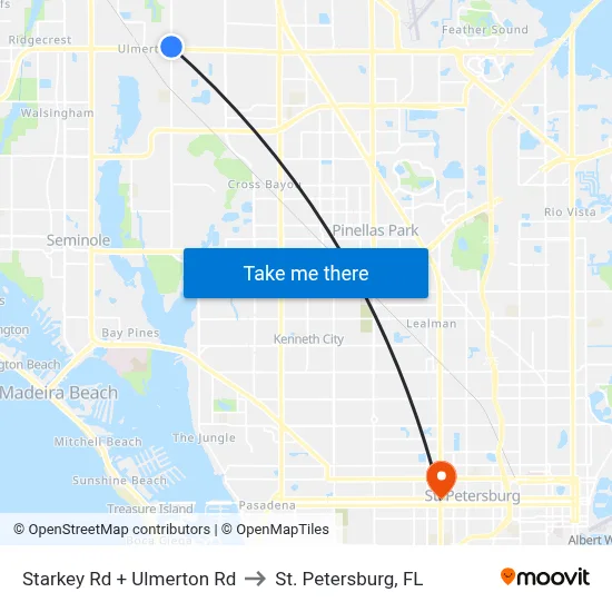 Starkey Rd + Ulmerton Rd to St. Petersburg, FL map