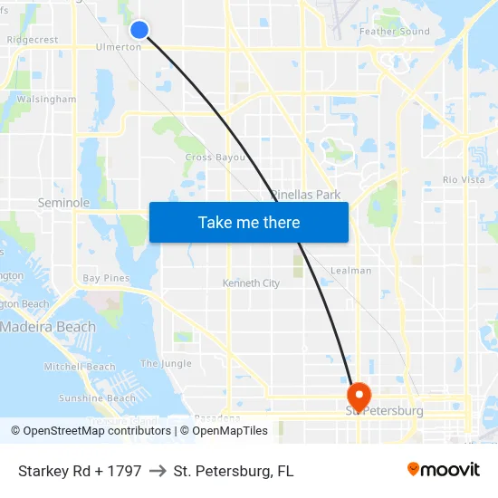 Starkey Rd + 1797 to St. Petersburg, FL map