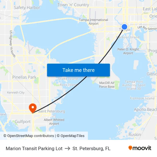 Marion Transit Parking Lot to St. Petersburg, FL map