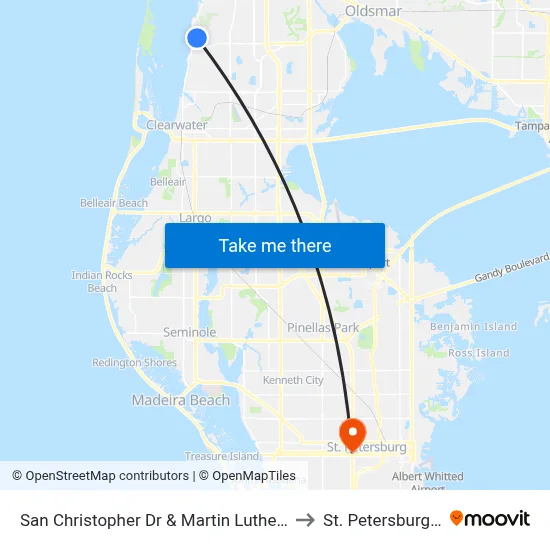 San Christopher Dr & Martin Luther King to St. Petersburg, FL map