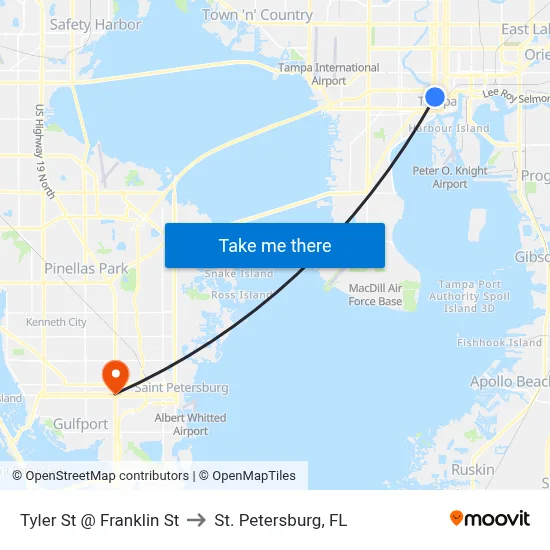 Tyler St @ Franklin St to St. Petersburg, FL map