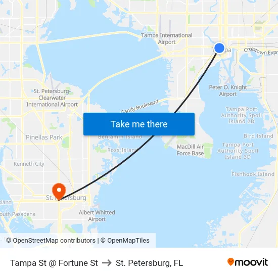 Tampa St @ Fortune St to St. Petersburg, FL map