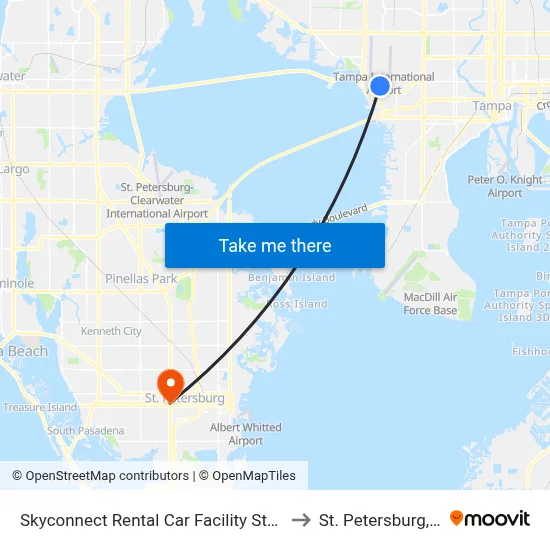 Skyconnect Rental Car Facility Station to St. Petersburg, FL map