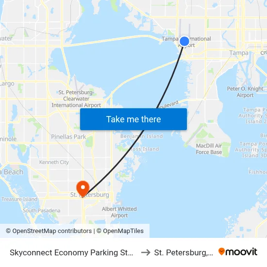 Skyconnect Economy Parking Station to St. Petersburg, FL map