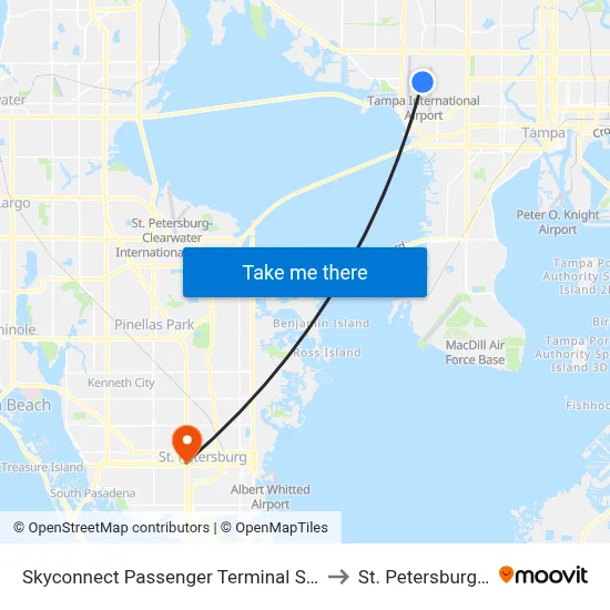 Skyconnect Passenger Terminal Station to St. Petersburg, FL map