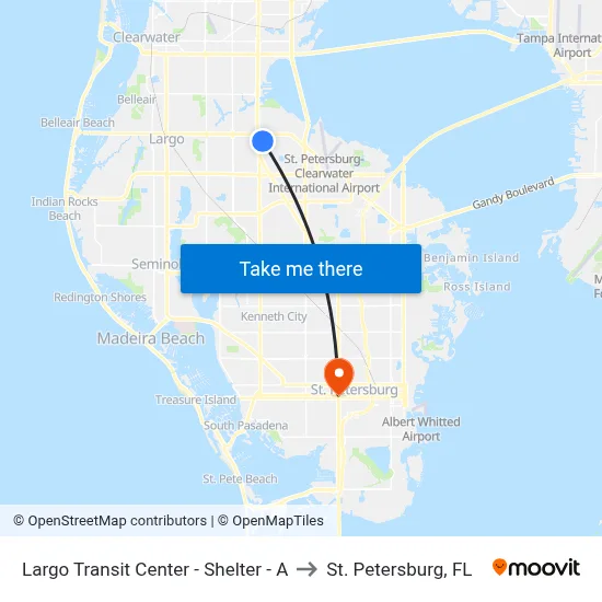 Largo Transit Center - Shelter - A to St. Petersburg, FL map