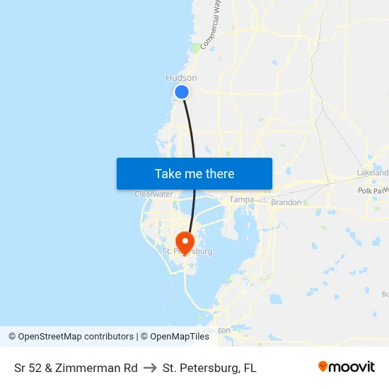 Sr 52 & Zimmerman Rd to St. Petersburg, FL map