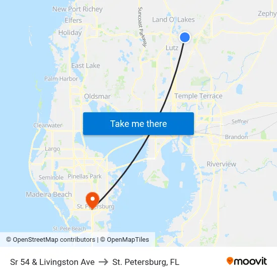 Sr 54 & Livingston Ave to St. Petersburg, FL map