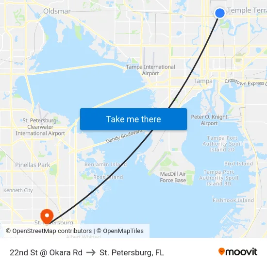 22nd St @ Okara Rd to St. Petersburg, FL map