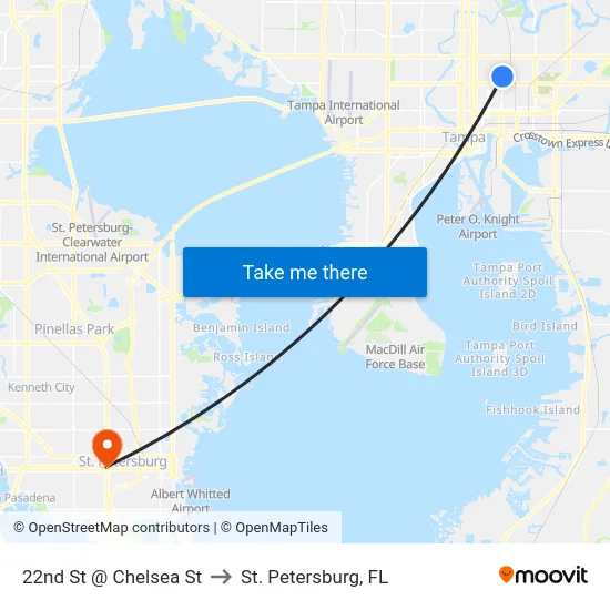 22nd St @ Chelsea St to St. Petersburg, FL map