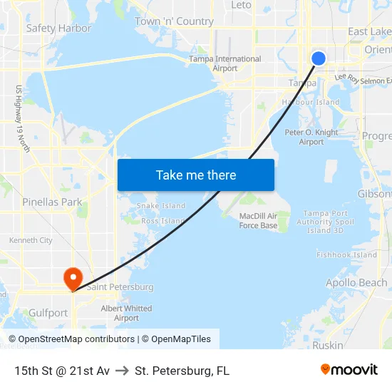 15th St @ 21st Av to St. Petersburg, FL map