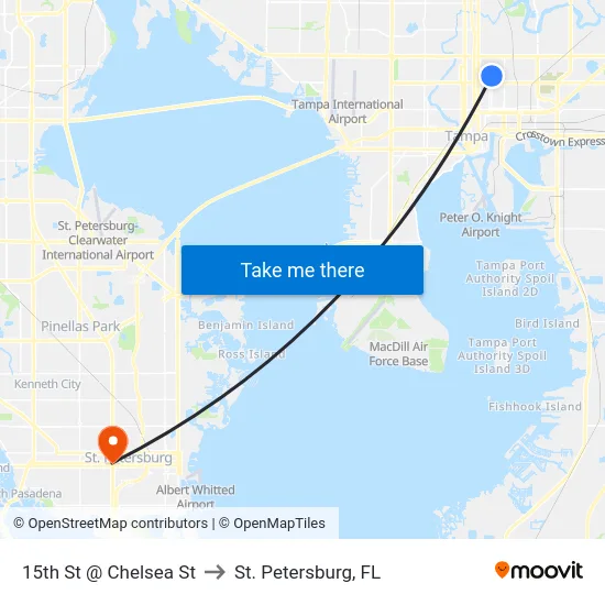 15th St @ Chelsea St to St. Petersburg, FL map