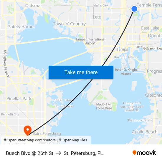 Busch Blvd @ 26th St to St. Petersburg, FL map