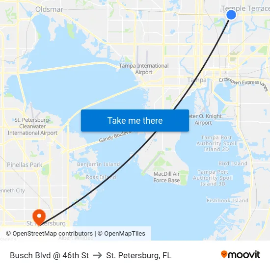 Busch Blvd @ 46th St to St. Petersburg, FL map