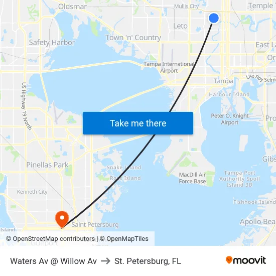 Waters Av @ Willow Av to St. Petersburg, FL map
