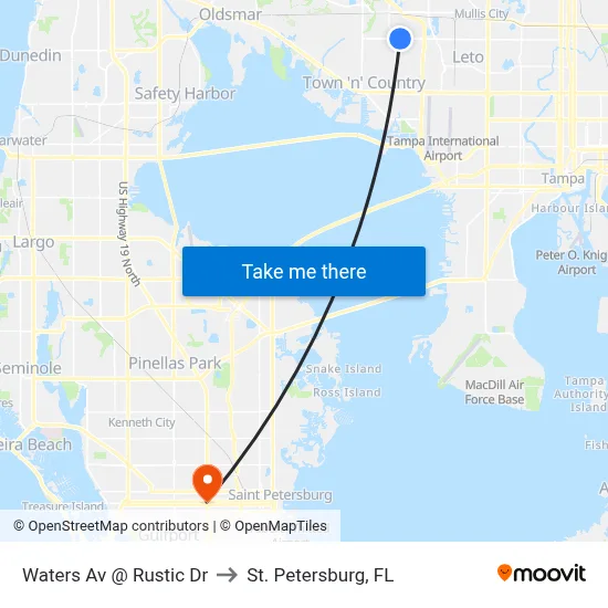 Waters Av @ Rustic Dr to St. Petersburg, FL map