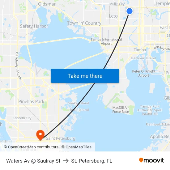 Waters Av @ Saulray St to St. Petersburg, FL map