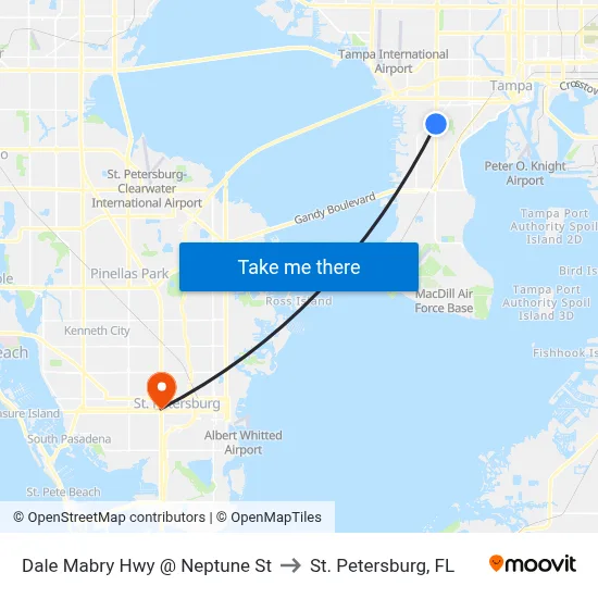Dale Mabry Hwy @ Neptune St to St. Petersburg, FL map